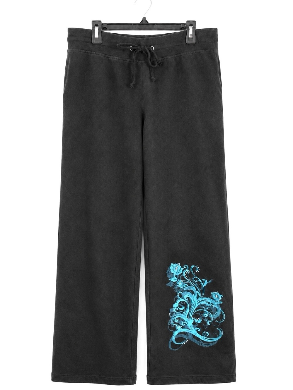 L.A. Blues Black Active Sweat Pants, With Light Blue Logo Size Medium